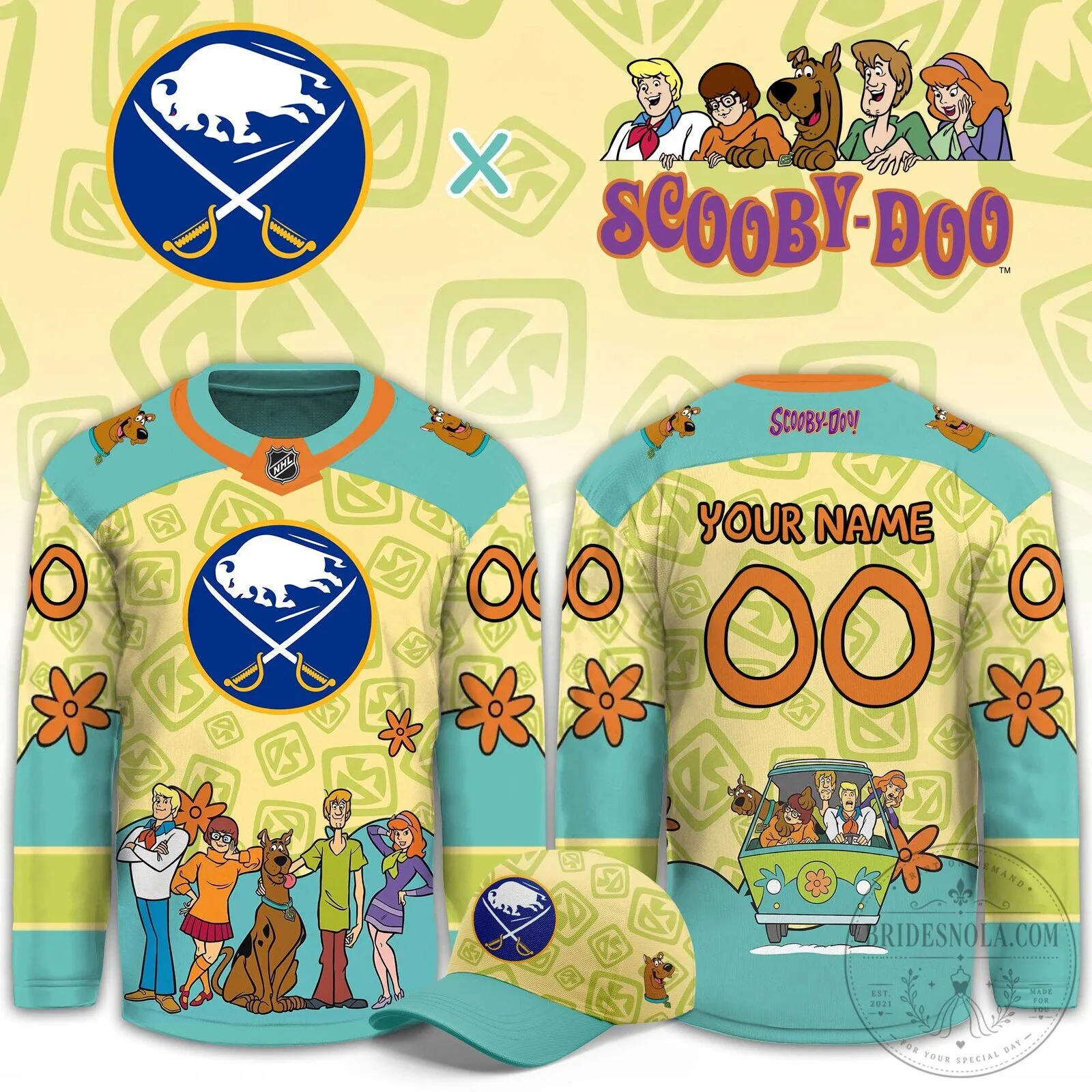 Buffalo Sabres Scooby-Doo Mystery Machine Cartoon Hockey Jersey