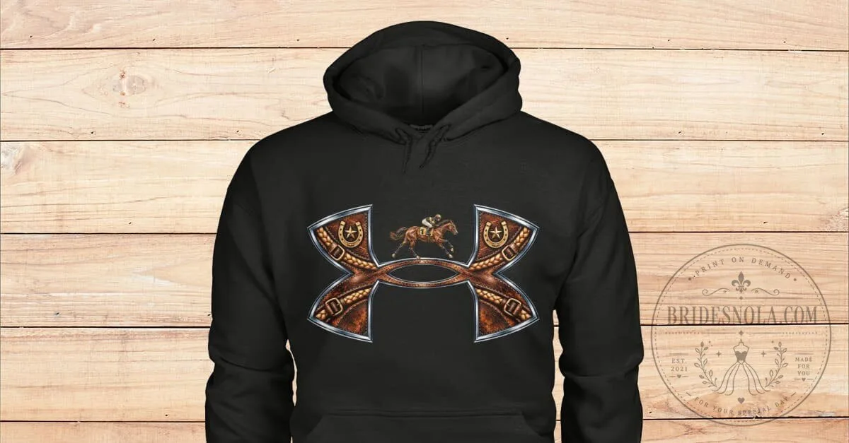 Horse Racing Under Armour Style Logo Equestrian Rider Black Hoodie