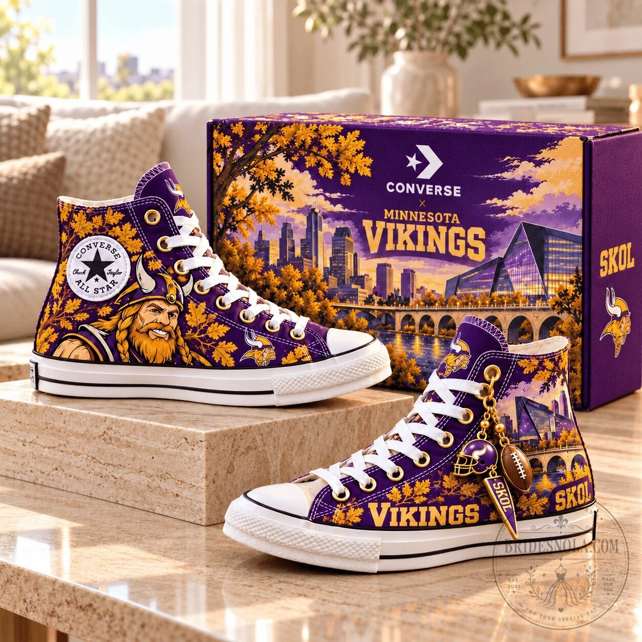 Minnesota Vikings Skol High-Top Canvas Sneakers Shoes