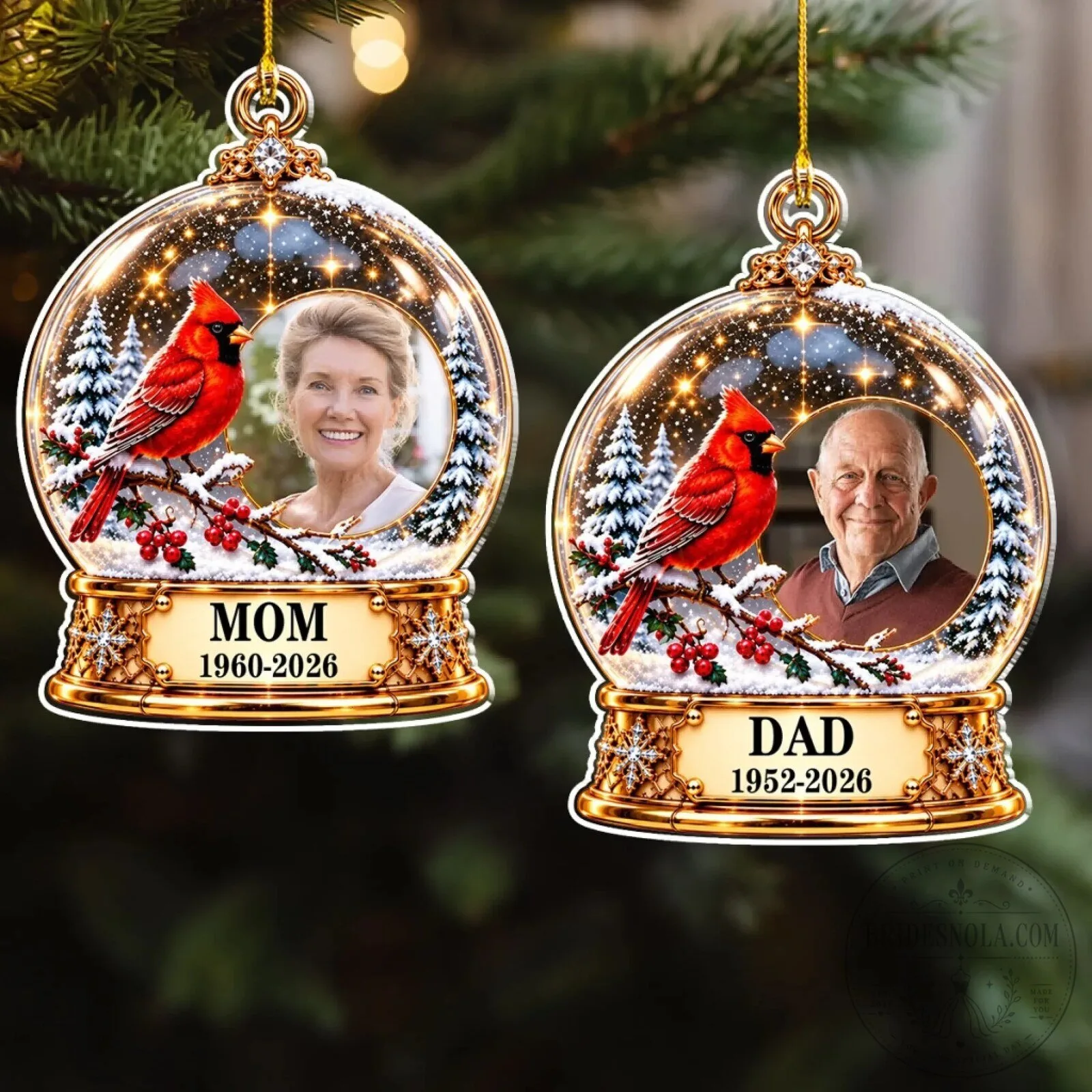 Personalized Cardinal Snow Globe Photo Christmas Ornament for Mom Memorial Gift 14 Personalized Cardinal Snow Globe Photo Christmas Ornament for Mom Memorial Gift