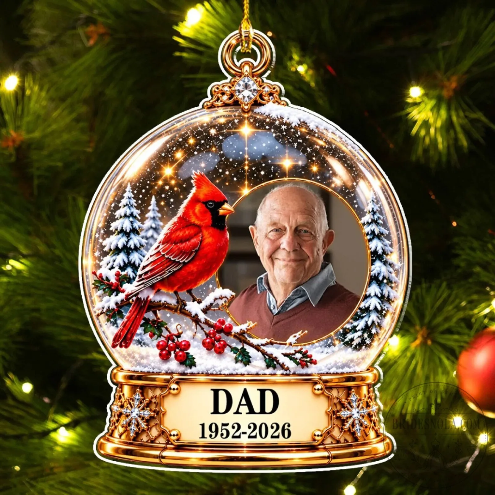 Personalized Cardinal Snow Globe Photo Christmas Ornament for Mom Memorial Gift 16 Personalized Cardinal Snow Globe Photo Christmas Ornament for Mom Memorial Gift