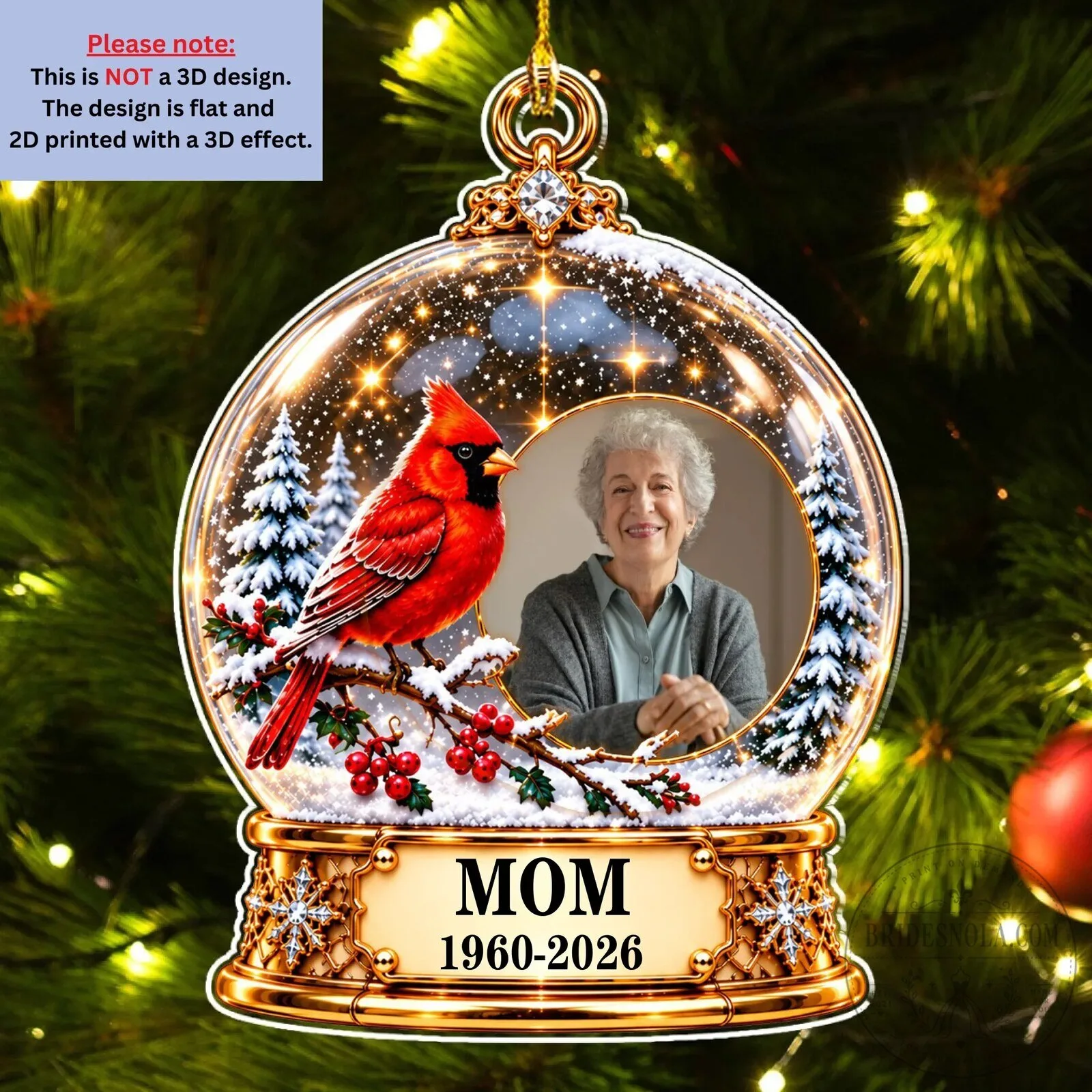 Personalized Cardinal Snow Globe Photo Christmas Ornament for Mom Memorial Gift 19 Personalized Cardinal Snow Globe Photo Christmas Ornament for Mom Memorial Gift